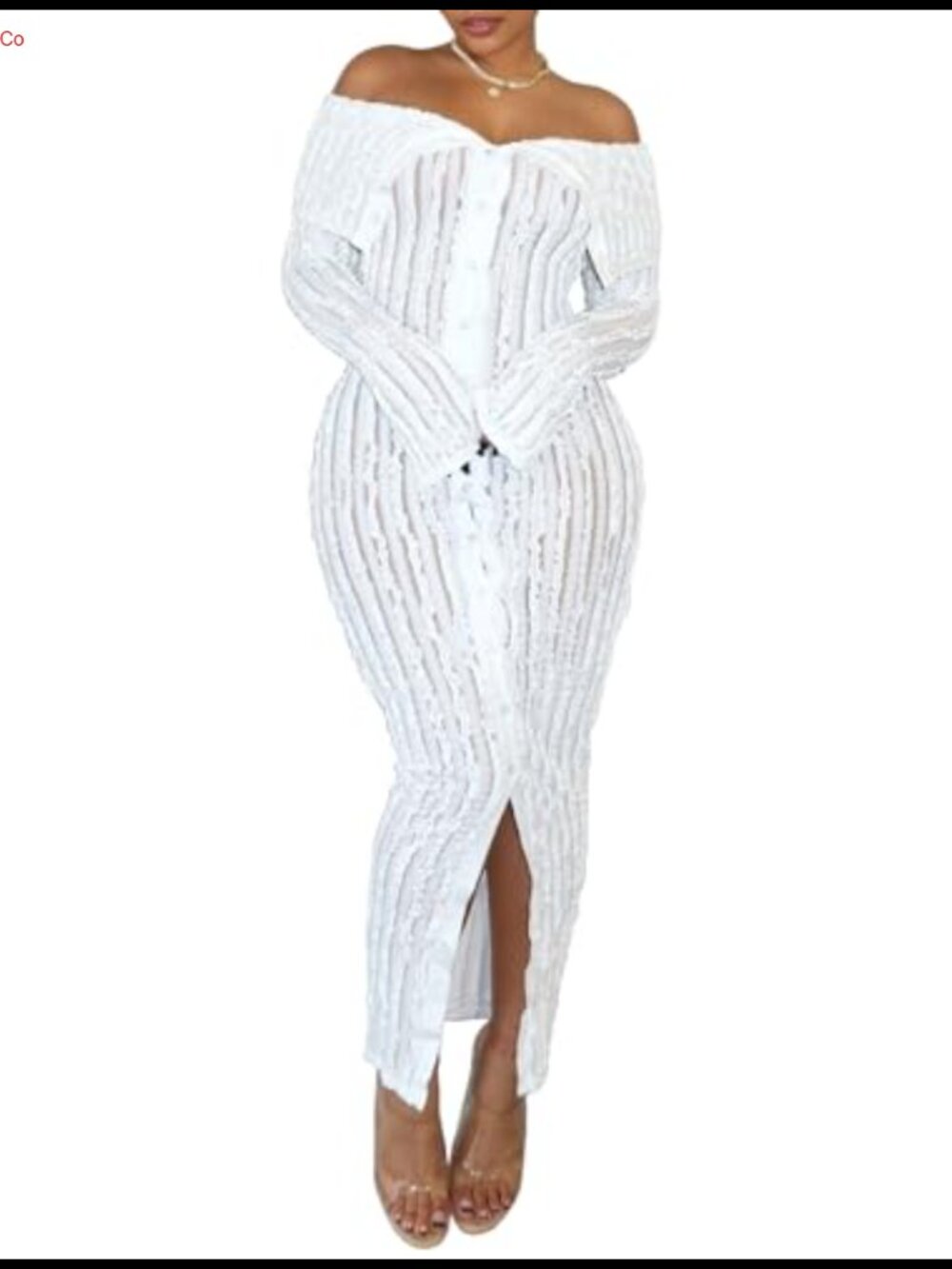 Off Shoulder Pleated See Through Flare Sleeve Maxi Club Dress